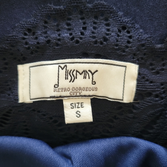 Skater Navy Lace Dress Missmay Retro Sz.S - Picture 6 of 6